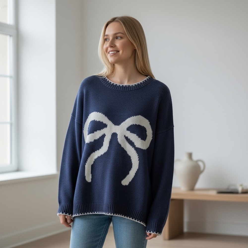 Coquette Bow Knit Women’s Sweater XL NEW